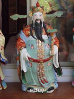 Three Large Sanxing Fu Lu Shou Chinese Porcelain Deity Statues