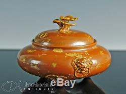 Unusual Old Chinese Faux Gilt Splashed Bronze Porcelain Censer- Qianlong Mark