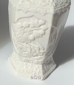 Vintage 7 Fujian Province, Chinese Porcelain, White Color, Glazed, Molded Vase