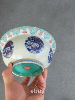 Vintage Asian Antique Chinese blue & white porcelain signed bowl