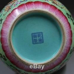 Vintage Chinese Famille Rose Porcelain Gourd Vase Marked QianLong On The Base