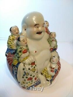 Vintage Chinese Porcelain Buddha Smiling With Kids