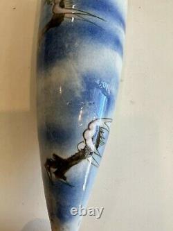 Vintage Chinese Porcelain Conical Cone Wall Pocket Vase, Handpainted Dragon, 13