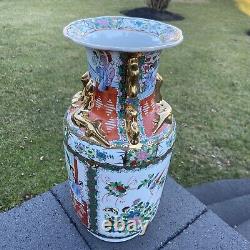 Vintage Chinese Porcelain Hand-Painted Vase 17.75 Tall