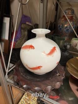 Vintage Chinese Porcelain Koi Fish Vase Antique Koi Fish Prorcelain Vase