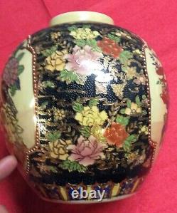 Vintage Chinese Satsuma Vase Hand Painted Birds On The Flowers Multicolored