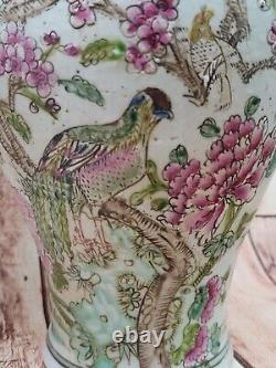 Vintage Chinese Unique Old Hand Painted Porcelain Vase 16.5H