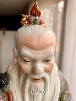 Vintage Chinese hand painted old man porcelain figurine