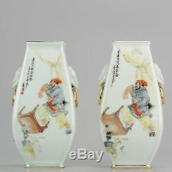 Vintage Chinese porcelain Pair of Vases 1970-80's ProC Vase Base Marked