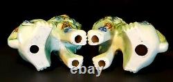 Vintage Pair Green Blue Chinese Porcelain Foo Dogs Liions Statue 8.5 Buddhist