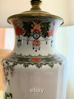 Vintage Pair of Hand Painted Chinese Porcelain Vase Table Lamps