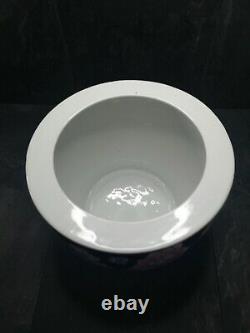 Vintage Porcelain Chinese Fish Bowl Planter Black Flower Pattern