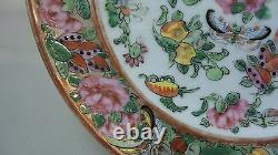 WONDERFUL 19th C. CHINESE ROSE CANTON PORCELAIN 6 1/4 GILT DECORATE PLATE