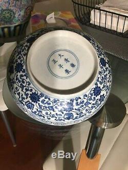 YONGZHENG marked blue and white chinese shalow bowl